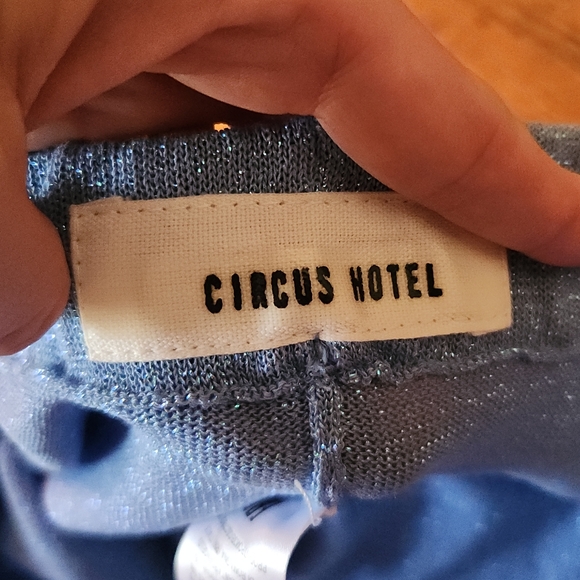 CIRCUS HOTEL Glitter Knit Geometric Colorblock Trousers - Picture 11 of 12